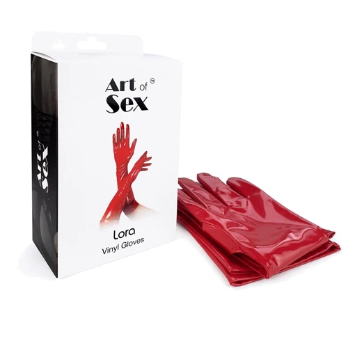 Глянсові вінілові рукавички Art of Sex - Lora (М, червоний): Застосування На руки