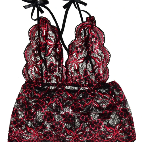 Эротический комплект NDS 1187-2 Black/Red L/XL (23766): Декор Бант, Кружево