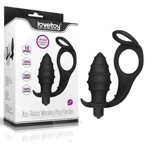 Анальная пробка с эрекционным кольцом и вибрацией LoveToy Ass Rasca Prostate Plug Combo Vibrating Black: Для кого Для мужчин