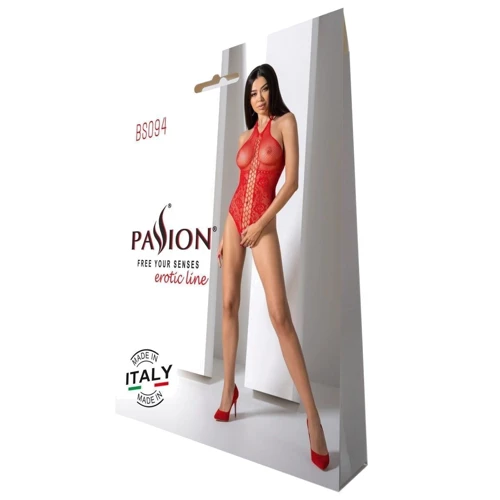 Бодістокінг з імітацією корсетного шнурівки Passion BS094 One Size, red: Декор Без декора