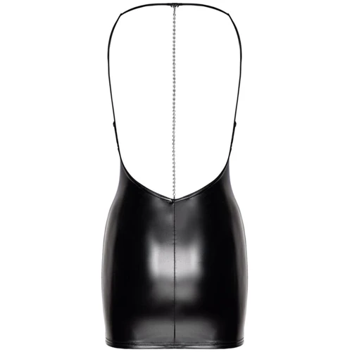 Сукня Noir Handmade F307 Mirage wetlook mini dress with jewelry rhinestone chain Вlack, S фото 7