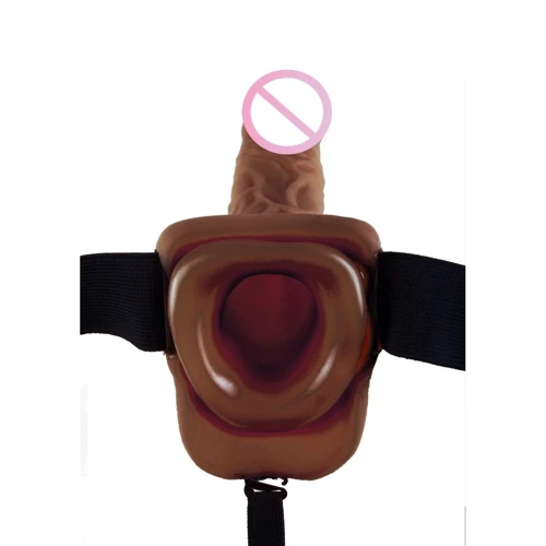 Полый страпон с вибрацией Fetish Fantasy Series 9 Vibrating Hollow, 23x4,5 см, коричневый: Тип крепления На ремешках