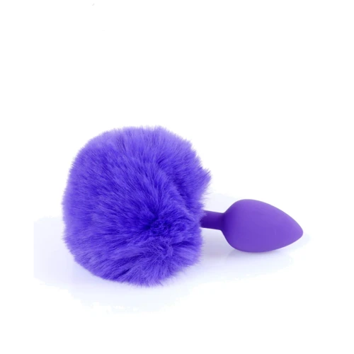 Анальна пробка із хвостом Jewellery Silicon PLUG Bunny Tail Purple: Наявність вібрації  Нет