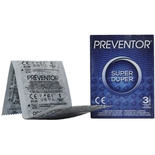 Презервативы Preventor Super Duper, 3 шт.: Текстура С точками