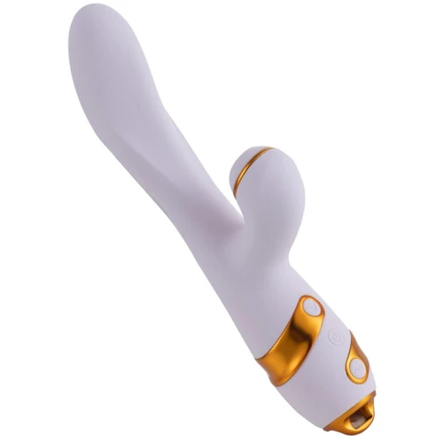 Вибратор-кролик с флоггером LOCKINK Sevanda Whip Vibrating Massage Wand - White & Golden: Назначение Вагинальные