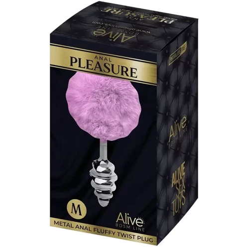 Металлическая анальная пробка Кроличий хвостик Alive Fluffly Twist Plug M Purple: Тип Анальные пробки