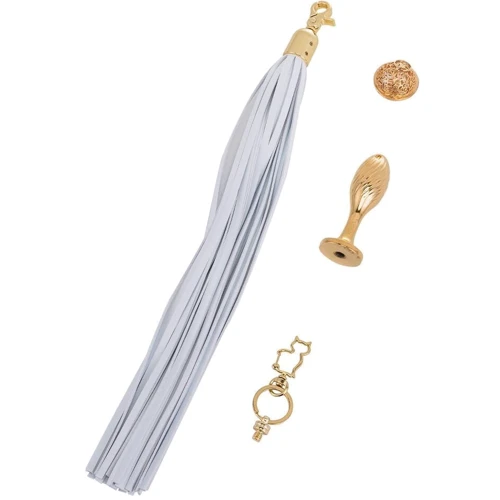 Анальная пробка LOCKINK Sevanda White Pony-Tail Anal Pear-shape Plug: Материал Медицинский металл