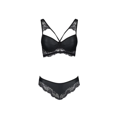Комплект из эко-кожи с кружевом Loona Set black L/XL - Passion: Вид Комплекты