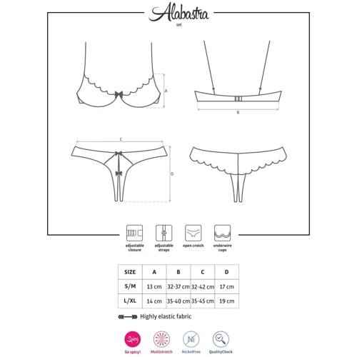 Ажурный эротический комплект Obsessive Alabastra set white L/XL: Материал Полиамид