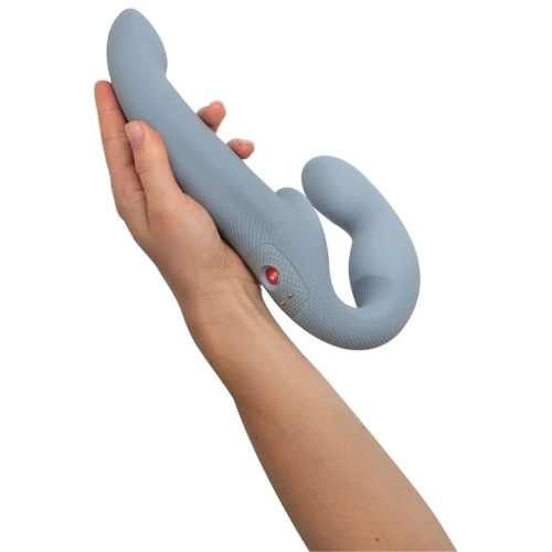 Безремневой страпон с вибрацией Fun Factory SHARE VIBE PRO cool grey: Длина, см 14