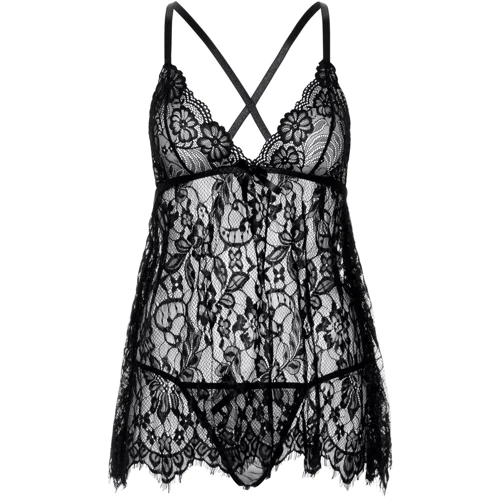 Пеньюар Leg Avenue Floral lace babydoll & string Black S: Вид Пеньюары