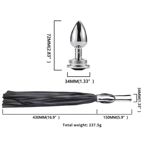 Флогер з анальною пробкою sLash BDSM-NEW PU Leather Whip with Anal Plug: Виробник sLash