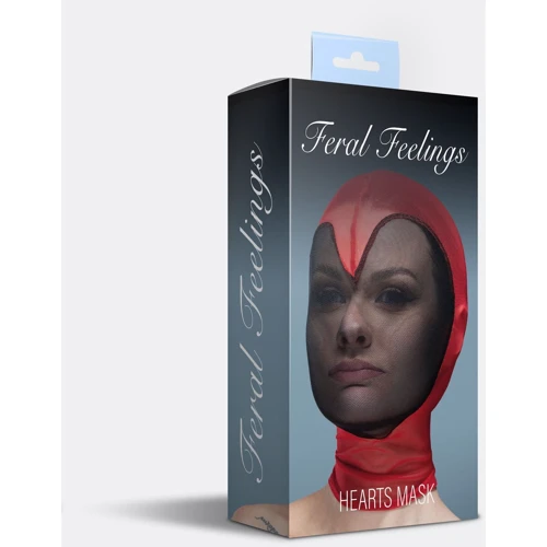 Маска серце сітка із повністю закритим обличчям Feral Feelings - Hearts Mask Red/Black: Виробник Feral Feelings