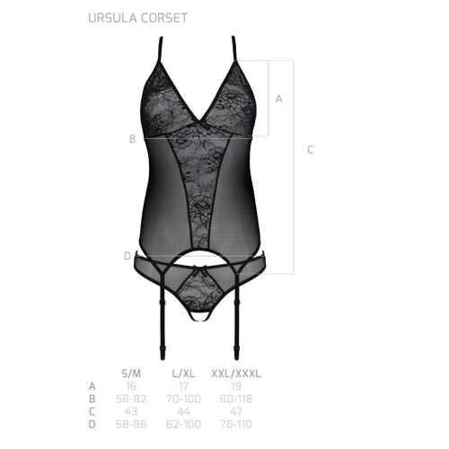 Корсет с пажами, трусики с ажурным декором и открытым шагом Passion Ursula Corset white XXL/XXXL: Для кого Для женщин