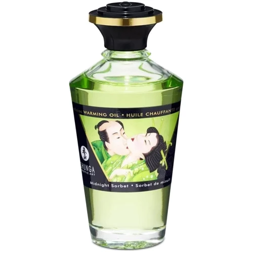 Їстівне зігріваючий масло Shunga Warming Oil Intimate Kisses, 100 мл, зелений чай