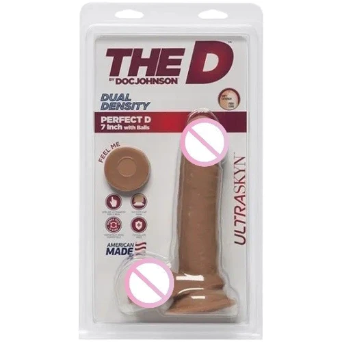 Фаллоимитатор реалистичный Doc Johnson The D Perfect D 7 Inch With Balls Ultraskyn (карамель): Тип Реалистичные