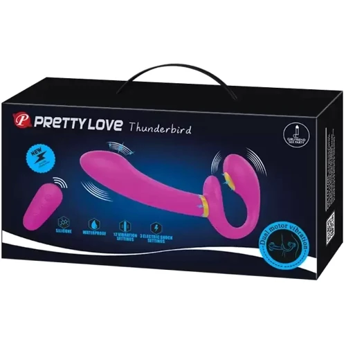 Безременной вибрострапон с электростимуляцией и пультом ДУ Pretty Love - Thunderbird, BW-022068W фото 9