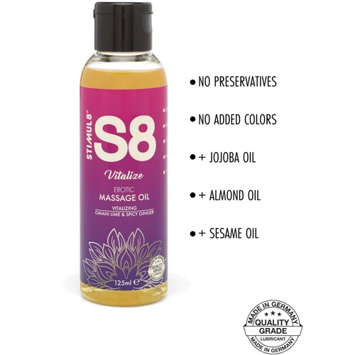 S8 Massage Oil масажне масло, 125 мл, Оманську лайм і імбир: Ефект Збудливий