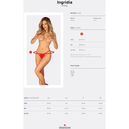 Трусики Obsessive Ingridia crotchless thong XS/S: Материал Полиамид