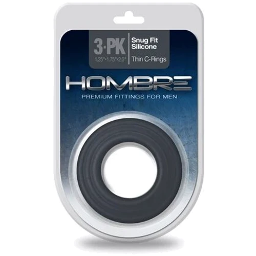 Комплект эрекционных колец Topco Sales Hombre Snug-Fit Silicone Thin C-Rings, 3 Pk, серый: Цвет серый