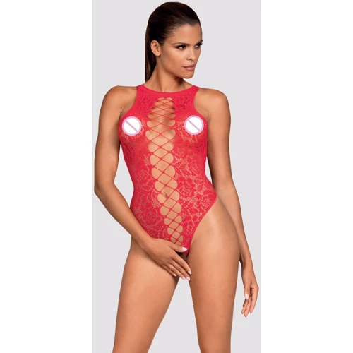 Ажурне боді з відкритою спиною Obsessive B120 red S/M/L
