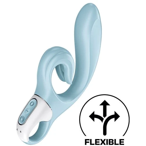 Вібратор-кролик Satisfyer Love Me Blue, гнучкий, відросток з потрійним кінчиком: Тип і форма Кролик