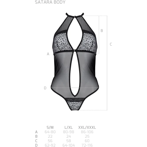 Сетчатое боди с кружевом на груди Passion SATARA BODY Black/Red L/XL: Для кого Для женщин