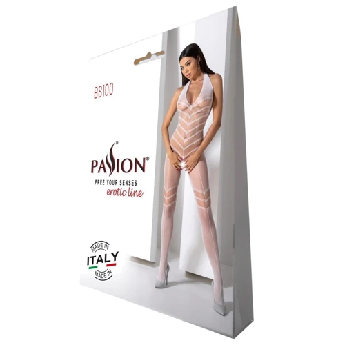 Бодістокінг із плетенням на животику Passion BS100 One Size white: Фасон Бесшовные
