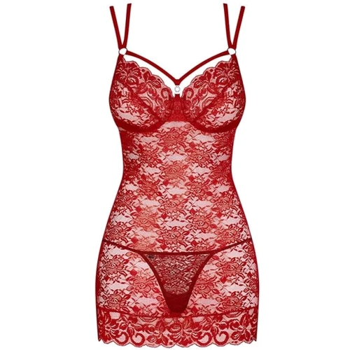 Комплект Obsessive 860-CHE-3 chemise, Червоний, L / XL фото 2