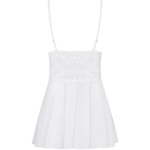 Бебі-дол зі стрінгами Obsessive 810-BAB-2 babydoll & thong white S/M: Візерунок Однотонный