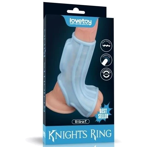 Насадка на член LoveToy Knights Ring Vibrating Ridge With Scrotum Sleeve Blue: Для кого Для мужчин