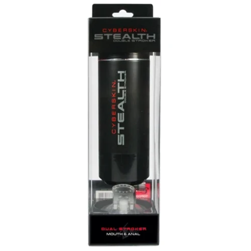 Двойной мастурбатор на присоске Topco Sales CyberSkin® Stealth Double Stroker, Mouth & Ass - ротик+попка, 27х8 см: Материал Киберкожа