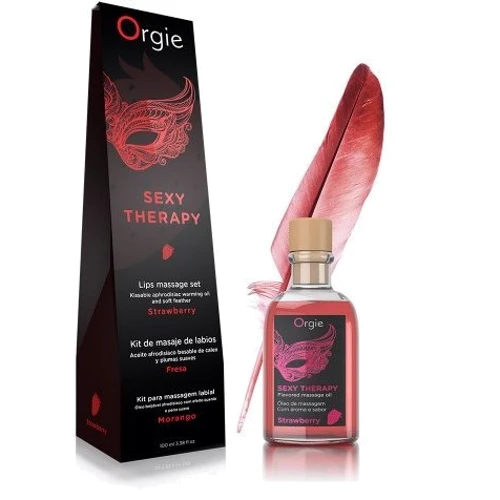 Набір для масажу Orgie – Sexy Therapy Strawberry (100 мл), їстівна розігрівальна олія + пір’їнка: Тип Масло
