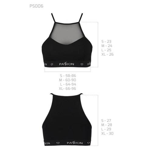 Спортивный топ с прозрачной вставкой Passion PS006 TOP black, size S: Вид Топы