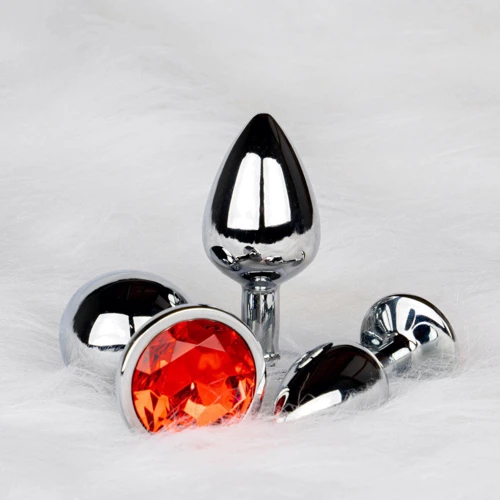 Металлическая анальная пробка Ouch! Heart Gem Silver - Ruby Red, S: Тип Анальные пробки