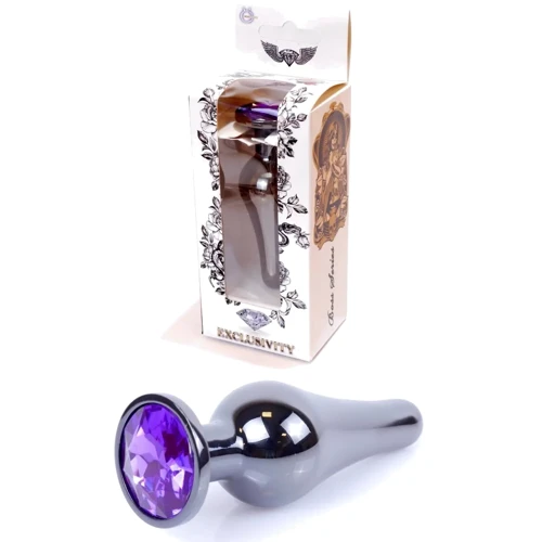 Анальная пробка с кристаллом BOSS of TOYS Boss Series - Jewellery Dark Silver BUTT PLUG Purple, BS6400061