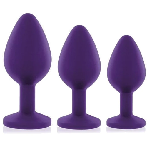 Набор анальных пробок с кристаллом Rianne S: Booty Plug Set Purple: Материал Силикон