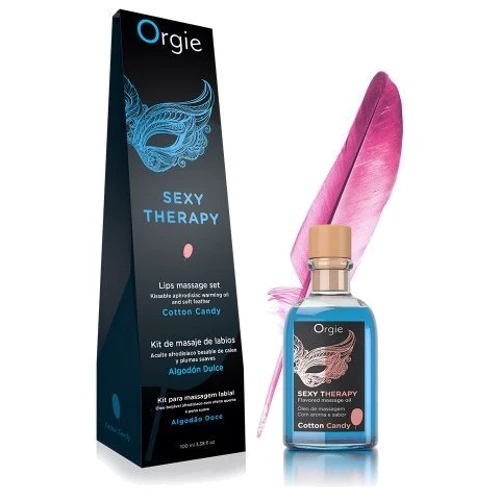 Набор для массажа Orgie – Sexy Therapy Cotton Candy (100 мл), съедобное разогревающее масло + перышко: Тип Масло