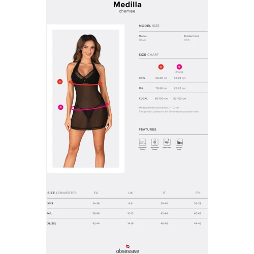 Пеньюар Obsessive Medilla chemise & thong XL/2XL: Вид Пеньюары