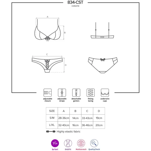 Сексуальний костюм медсестри Obsessive 834-CST-6, L/XL: Розмір L