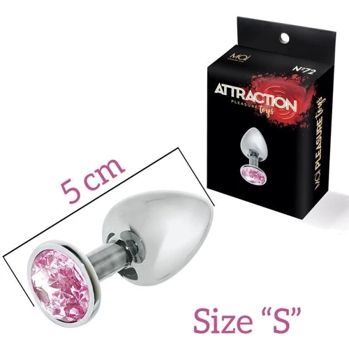 Металевий анальний затор з рожевим кристалом MAI Attraction Toys №72: Тип Анальные пробки