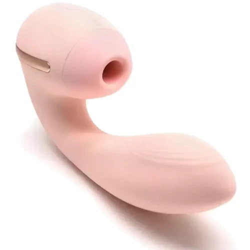 Вакуумний вібратор Kistoy Tina Mini Light Pink, вагінально-кліторальний: Довжина, см 15.6