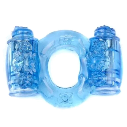 Эрекционное вибро кольцо BOSS Vibrating Cock Ring Double Blue, BS6700035