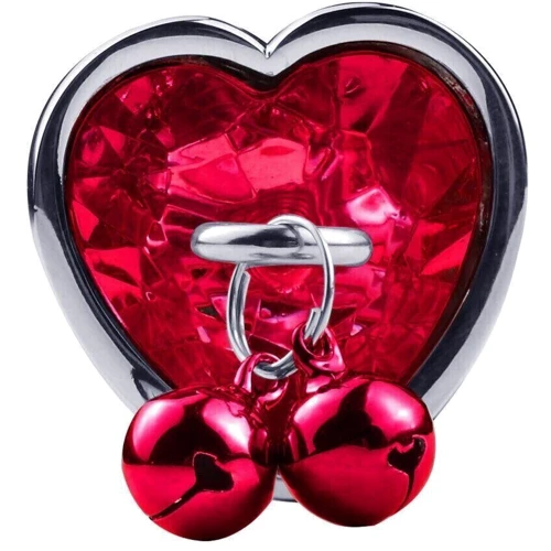Анальная пробка с кристаллом и колокольчиком Silver Heart RED (размер M): Тип Анальные пробки