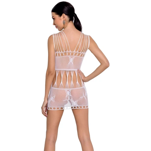 Бодістокінг Passion BS090 white: Фактура Сетка, Ажурная
