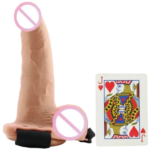 Fetish Fantasy 6 Hollow Rechargeable Strap-on with Balls - полый вибрострапон на трусиках с пультом ДУ, 17,5х5 см: Диаметр, см 5
