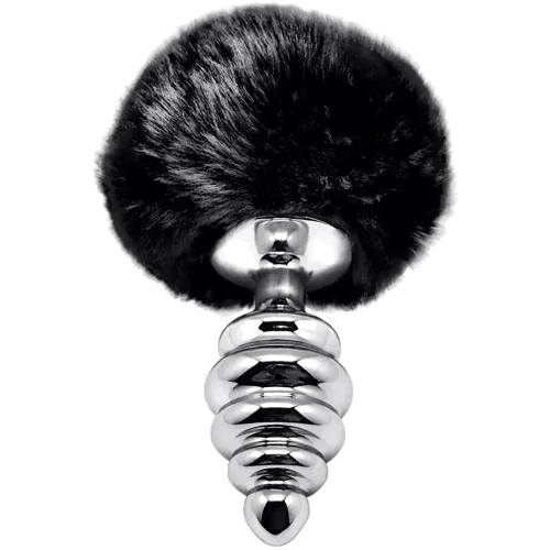 Металлическая анальная пробка Кроличий хвостик Alive Fluffly Twist Plug S Black: Тип Анальные пробки