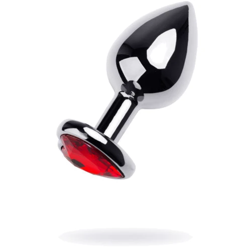 Анальная пробка с кристаллом ToyfaMetal Silver anal plug red gem