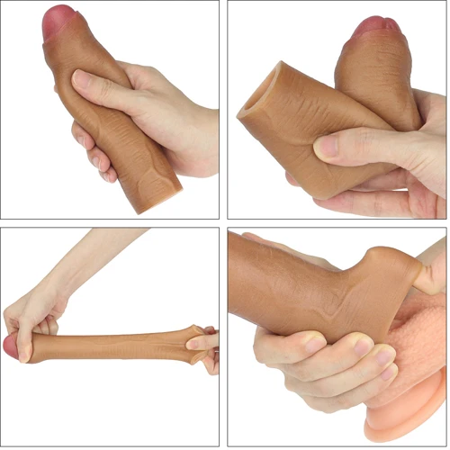 Насадка на член LoveToy Revolutionary Silicone Nature Extender Add 1" Brown: Материал Силикон