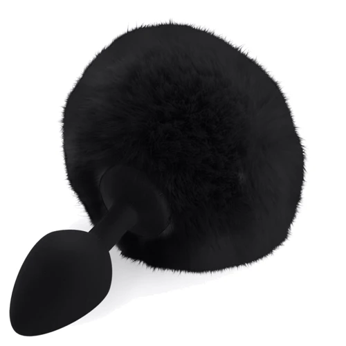 Силиконовая анальная пробка М Art of Sex - Silicone Bunny Tails Butt plug, черный